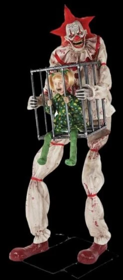 "Cagey The Clown With Child" Electric Animated Halloween Prop