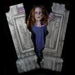 "Cracking Crypt Zombie" Electric Animated Graveyard Halloween Prop