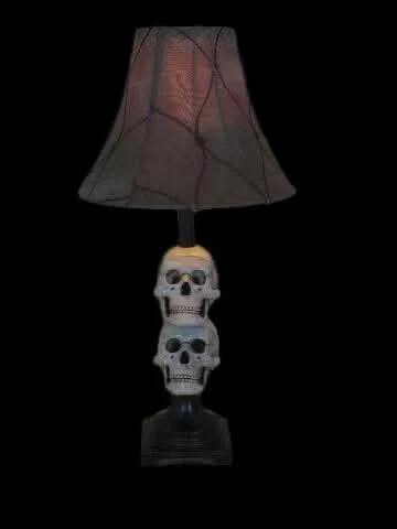 "Desk Lamp With 2 Mini-Skulls And Antique Shade" Haunted House Lighting 1 "Desk Lamp With 2 Mini-Skulls And Antique Shade" Haunted House Lighting