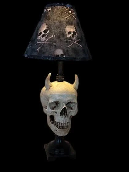 "Desk Lamp With Devil Skull And Bone Shade" Haunted House Lighting 1 "Desk Lamp With Devil Skull And Bone Shade" Haunted House Lighting