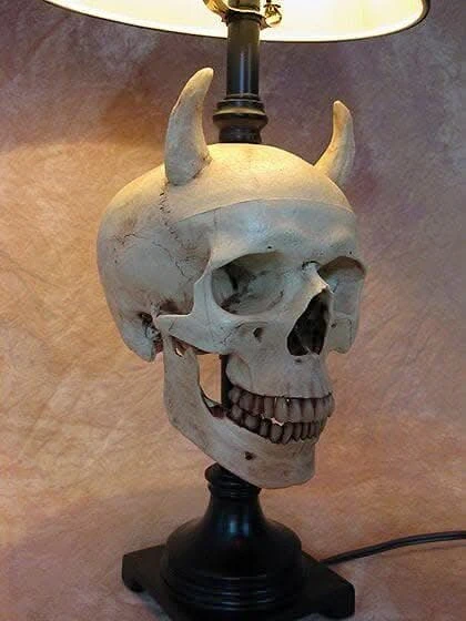 "Desk Lamp With Devil Skull And Bone Shade" Haunted House Lighting 3 "Desk Lamp With Devil Skull And Bone Shade" Haunted House Lighting - Image 3