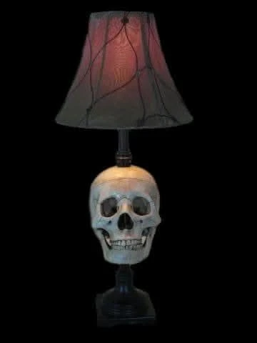 "Desk Lamp With Life-size Skull And Antique Shade" Haunted House Lighting 1 "Desk Lamp With Life-size Skull And Antique Shade" Haunted House Lighting