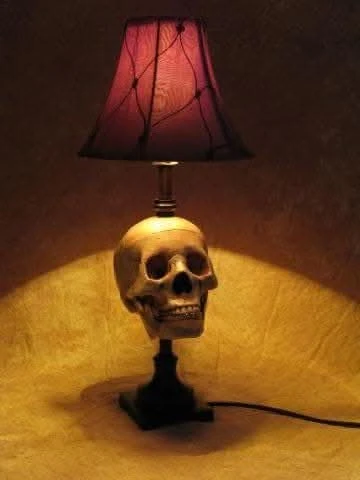 "Desk Lamp With Life-size Skull And Antique Shade" Haunted House Lighting 3 "Desk Lamp With Life-size Skull And Antique Shade" Haunted House Lighting - Image 3
