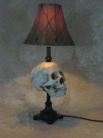 "Desk Lamp With Life-size Skull And Antique Shade" Haunted House Lighting 2 "Desk Lamp With Life-size Skull And Antique Shade" Haunted House Lighting - Image 2