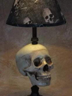 "Desk Lamp With Life-size Skull And Bone Shade" Haunted House Lighting -Thehorrordome Horror Props Verkoop desk lamp with life size skull and bone shade haunted house lighting 23613599041