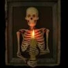 "Framed 3D Skeleton Torso Holding Candle" Hanging Haunted House Decoration