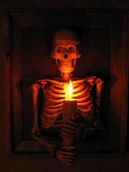 "Framed 3D Skeleton Torso Holding Candle" Hanging Haunted House Decoration 5 "Framed 3D Skeleton Torso Holding Candle" Hanging Haunted House Decoration - Image 5