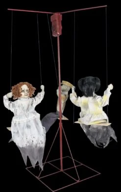 "Ghostly Go Round - Creepy Dolls" Animated Halloween Props - 3 Dolls