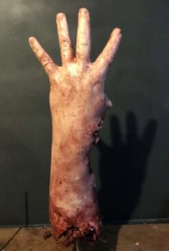"Shark Bite Silicone Arm" Bloody Body Part Prop -Thehorrordome Horror Props Verkoop shark bite silicone arm bloody body part prop 11943702822960