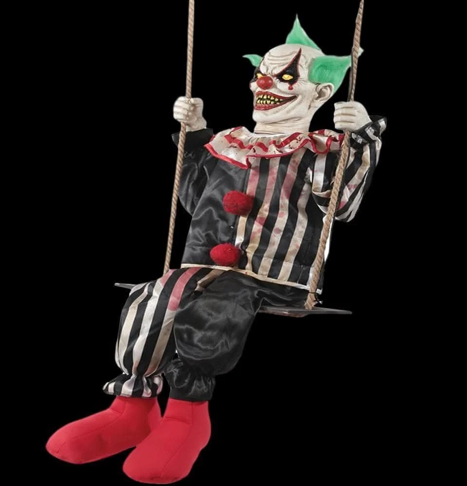 "Swinging Chuckles Clown" Electric Animated Halloween Prop 1 "Swinging Chuckles Clown" Electric Animated Halloween Prop
